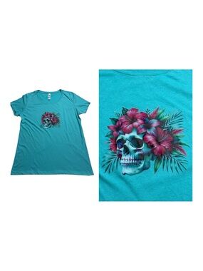 Next Level Ideal T Tropical Hibiscus Skull Tee Shirt Women’s Sz XXL